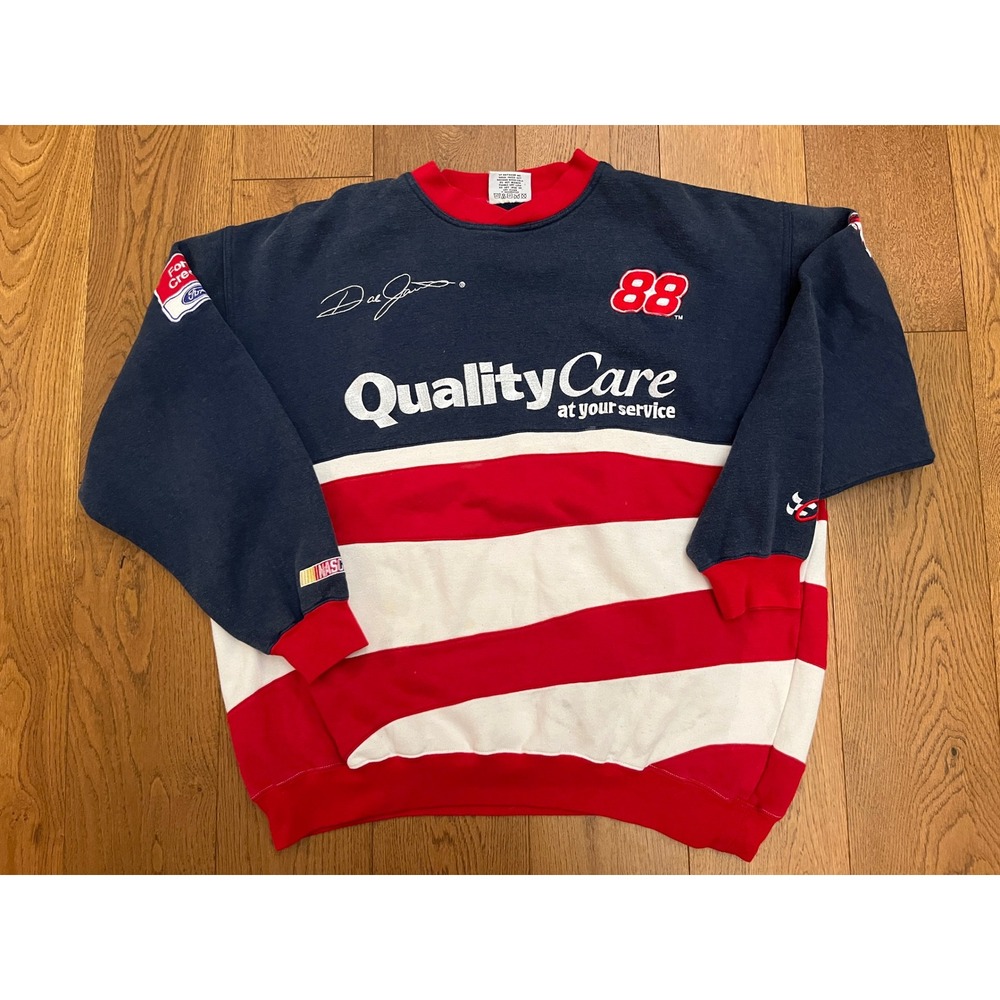 Vintage 90s Chase Authentics Dale Jarrett 88 NASCAR Quality Care Crewneck XL